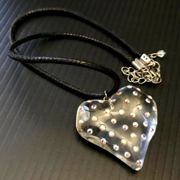 Kirks Folly Jewelry - Kirks Folly Acrylic Heart Pendant Corded Necklace